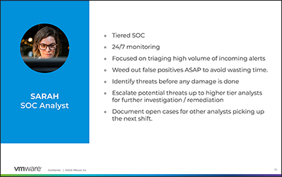 Sarah SOC Analyst persona